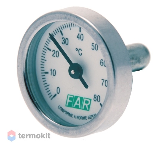 Far Термометр биметаллический (без фиксатора) д/шаров.кранов, 0-80С