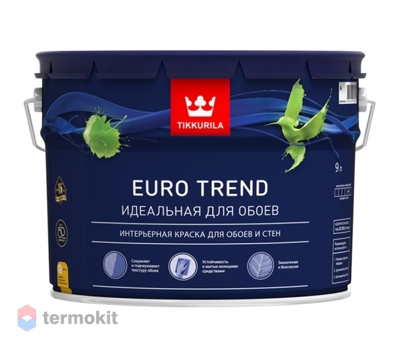 Tikkurila Euro Trend,Водоразбавляемая краска для обоев и стен,база С, 9л