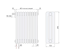 Стальной трубчатый радиатор Arbonia 3057/24 N69 твв с нижним подключением Уцененный