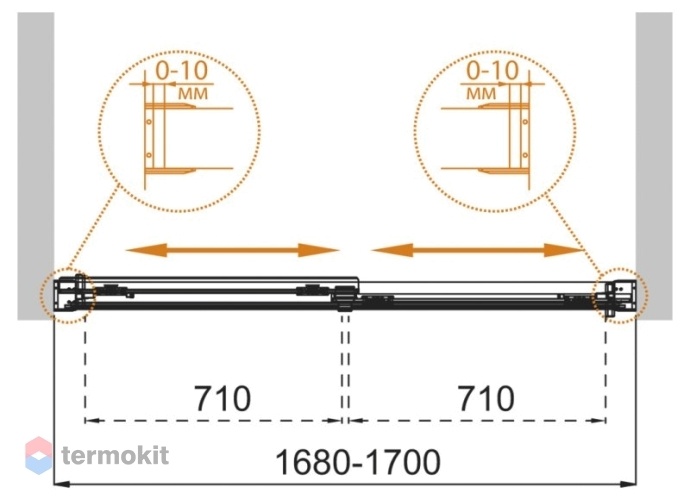 Душевая шторка на ванну CEZARES TANDEM-SOFT 1600х1450 хром TANDEM-SOFT-VF-2-160/145-C-Cr-IV