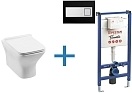 Комплект инсталляции с подвесным унитазом Aquanet Rimless Cube-W CL-12248D с сиденьем микролифт и клавишей 00275673