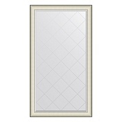 Зеркало с гравировкой в багетной раме EVOFORM EXCLUSIVE-G 94 белая кожа с хромом BY 4574