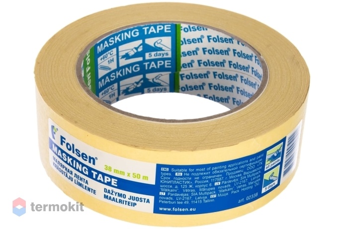 Folsen Малярная лента 38мм x 50м, желтая, 60оС