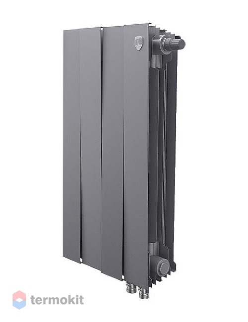 Радиатор Royal Thermo PianoForte Silver Satin 500 x4 \ 4 секции \ с нижним правым подключением 80 мм