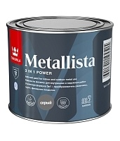 Tikkurila Metallista,Специальная атмосферостойкая краска по ржавчине для внутренних и наружных работ,Серая,0,4л