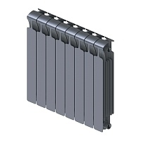 БиМеталлический радиатор Rifar Monolit Ventil 500  \ 8 секций \ 50мм с нижним правым подключением Титан RAL 7012