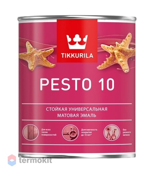Tikkurila Pesto 10,Стойкая универсальная матовая эмаль,база А, 0,9л
