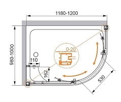 Душевой уголок Cezares Anima 2000x1200x1000 (рифленое стекло) правый хром ANIMA-W-RH-2-120/100-P-Cr-R