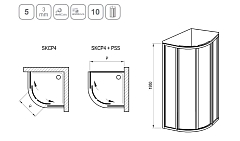 Душевой уголок Ravak Supernova SKCP4 1950x800x800 (витраж Grape) белый 3114O102ZG