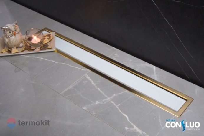 Душевой лоток Pestan Confluo Premium Gold White Glass Line 850 мм 13100093