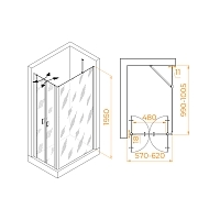 Душевой уголок RGW Passage PA-144B (PA-104B+Z-050-2B+O-204B) 1950x600x1000 черный 060814460-14