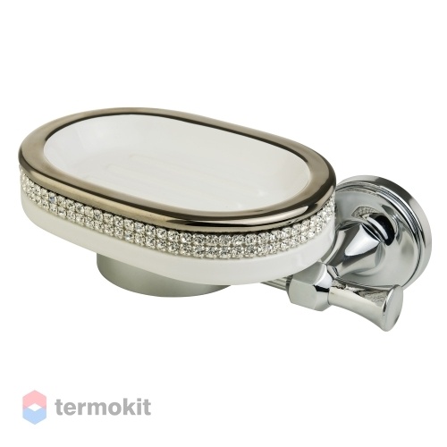 Мыльница Migliore белый swarovski/декор платина/хром 31248