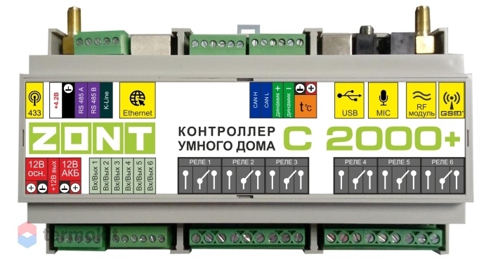 Контроллер умного дома ZONT C2000+ GSM Etherrnet