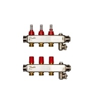 Коллектор Danfoss SSM-3F из нержавеющей стали с расходомерами, 3 контура