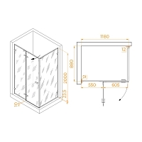 Душевой уголок RGW Stilvoll SV-040Gr 2000x1200x900 (матовое стекло) серый 353204029-210