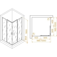 Душевой уголок RGW Passage PA-030 1950x1000x1000 (матовое стекло) хром 350803000-21