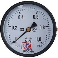 РОСМА Манометр ТМ-510Т.00 (0-1 MPa) G1/2 100мм, общетехнический, осевое присоединение, КТ 1,5.