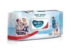 Влажные салфетки антибактериальные Aura Family 120 шт