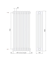 Стальной трубчатый радиатор Arbonia 3180/14 секций с боковым подключением 1/2 цвет TF (стиль Hi Tech)