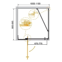 Душевой уголок Cezares Slider 1950x1000x900 (серое стекло) оружейная сталь SLIDER-AH-1-90-100/110-GRIGIO-GM