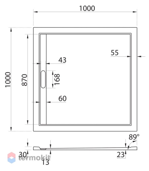 Душевой поддон Cezares TRAY 1000х1000х30 черный TRAY-AS-A-100-30-NERO