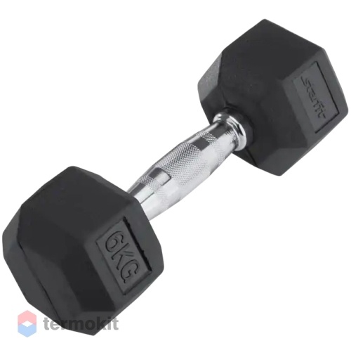 Гантель обрезиненная Starfit DB-301 6 кг, черная 1 шт