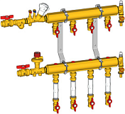 Giacomini Узлы коллекторные этажные для отопления, со встроенными запорно-регулирующими клапанами