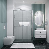 Душевой уголок Grossman Style 1950x1300x800 (стекло шиншилла) левый хром 120.K33.05.1380.10.02