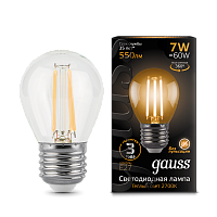 Лампа светодиодная Gauss LED Filament Globe E27 7W 2700K 1/10/50