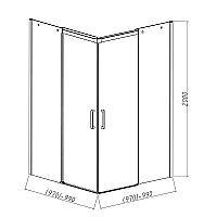 Душевой уголок Vincea Dice 2000x1000x1000 хром VSS-4D100CL