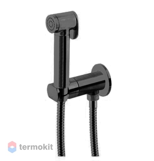Встраиваемый смеситель с прогрессивным картриджем Remer Minimal с гигиеническим душем черный брашированный хром N64WCFP