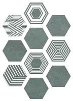 Керамогранит ITT Ceramica Pier17 Hexa Turquoise (10mix) 23,2х26,7