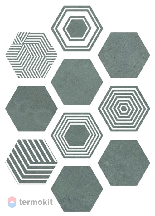 Керамогранит ITT Ceramica Pier17 Hexa Turquoise (10mix) 23,2х26,7