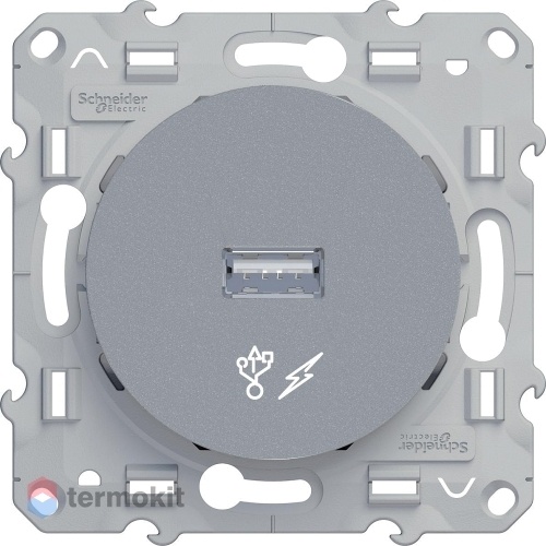 Розетка USB Schneider Electric Odace Шнайдер Электрик Одас Алюминий S53R408