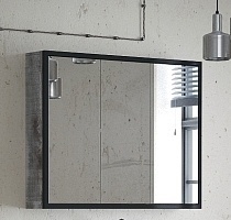 Зеркальный шкаф Corozo Айрон 90 подвесной черный/антик SD-00000282