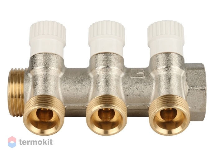 Stout Распределительный проходной коллектор ВР-НР 1" c 3 отводами 3/4"ЕК