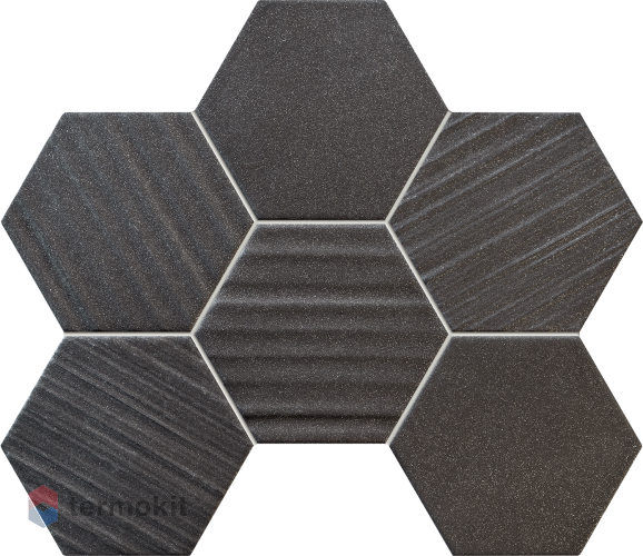 Керамическая плитка Tubadzin Horizon Ms-hex black мозаика 28,9x22,1