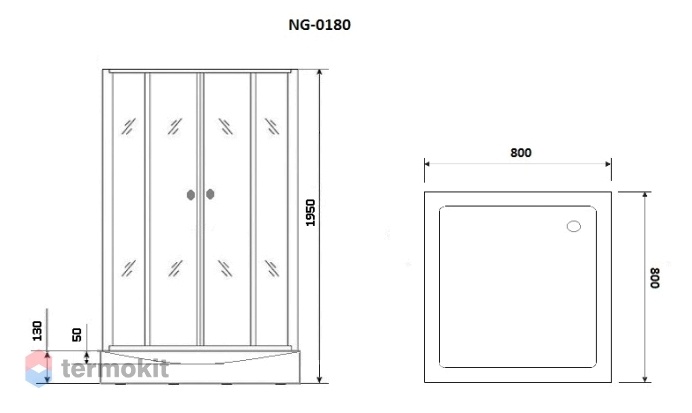 Душевой уголок Niagara Nova 1950x800x800 (стекло с рисунком) черный NG-0180-14