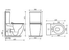 Унитаз напольный Ceramicanova Metropol Rimless с бачком и сиденьем микролифт CN4001+CN4001-T