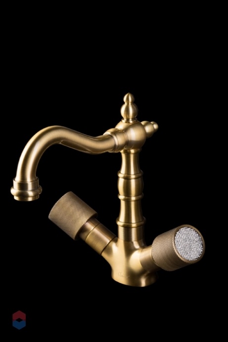 Смеситель для раковины высокий Boheme Royal Cristal бронза 312-Royal/CRST