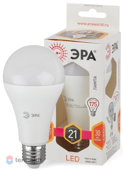 Лампа светодиодная ЭРА LED A65-21W-827-E27 диод, груша, 21Вт, тепл, E27