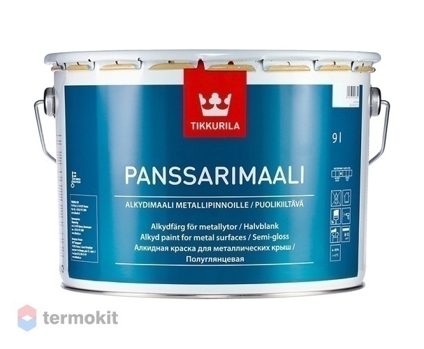 Tikkurila Panssarimaali,Алкидная краска для металлических крыш,база А,9л