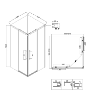 Душевой уголок Niagara Nova 1950x1000x1000 (тонированное стекло) черный матовый NG-2830-34BLACK