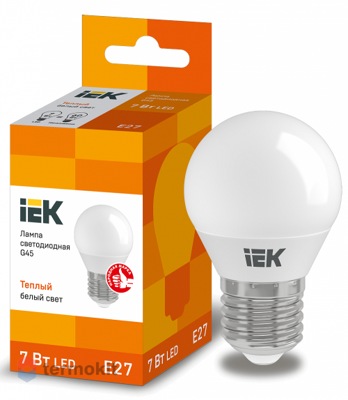 Лампа светодиодная IEK ECO G45 шар 7Вт 230В 3000К E27