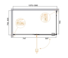Душевой уголок Cezares Bellagio 2000x1400x800 брашированное золото BELLAGIO-AH-1-140/80-C-BORO