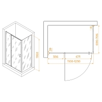 Душевой уголок RGW Passage PA-078B (PA-008B + Z-050-2B) 1950x1100x700 черный 350807817-14