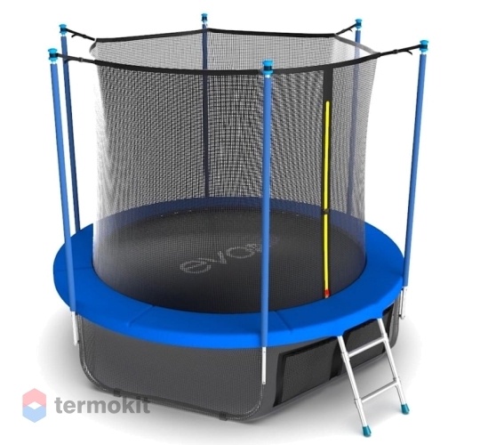 Батут с внутренней сеткой и лестницей Evo Jump Internal 12ft (Sky) + нижняя сеть