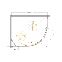 Душевой уголок Cezares Molveno 1950x1100x900 хром MOLVENO-RH-1-110/90-C-Cr-IV