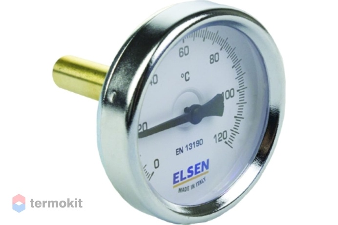 Elsen Термометр биметаллический, Ø-63, 1/2", В, осевой, шток-50 мм, D штока 9 мм