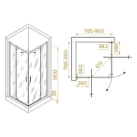 Душевой уголок RGW Passage PA-038B 1950x800x800 черный 350803888-14